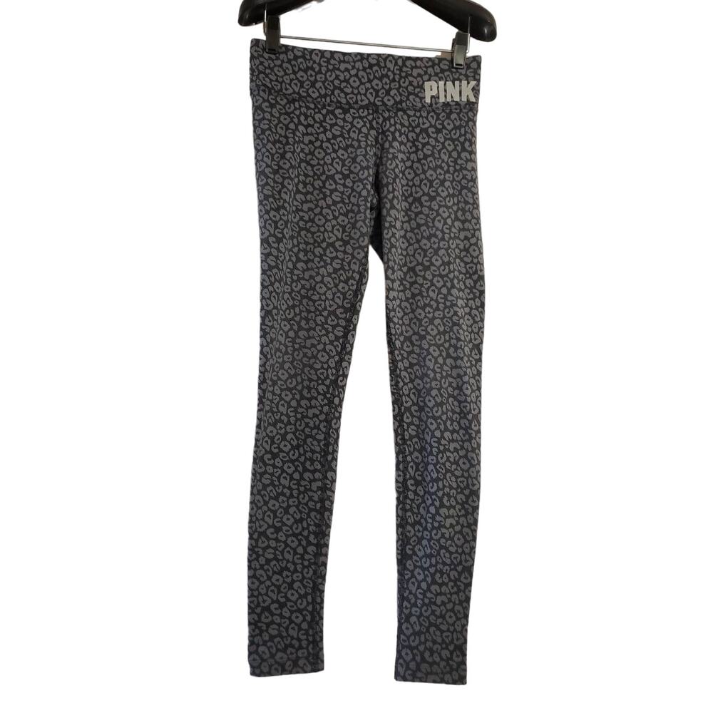 Victoria's Secret PINK Leopard Print Soft Gray Yoga Leggings Women's Size XS